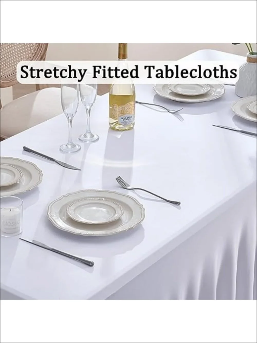 2 Pack Spandex Table Covers for 6ft Rectangle Tables Wrinkle Free Fitted